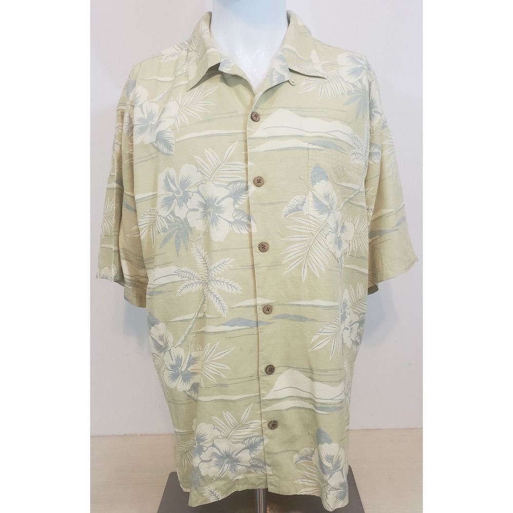Tommy Bahama Men's Hawaiian Shirt Size Large Silk Green Floral